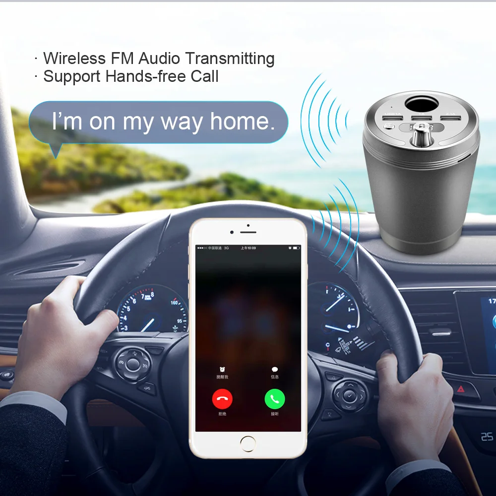 Автомобильный MP3 плеер JINSERTA с Bluetooth fm передатчик 3 выхода USB 1 А адаптер для