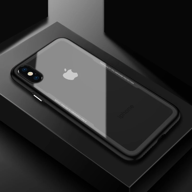 Зеркальный чехол для телефона iPhone XR XS MAX X 8 Plus 7 TPU + закаленное стекло прозрачные