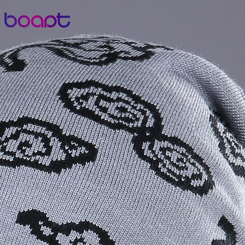 [boapt] облако печать двухъярусный толстый кашемир вязание колпачки женский пол