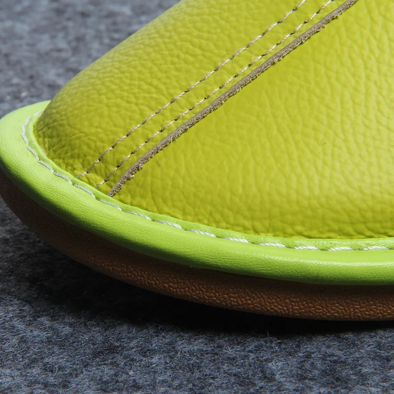 Winter Ladies Warm Non-Slip Slippers Couples Genuine Leather Thick Bottom Flat Shoes Women Home Men's |