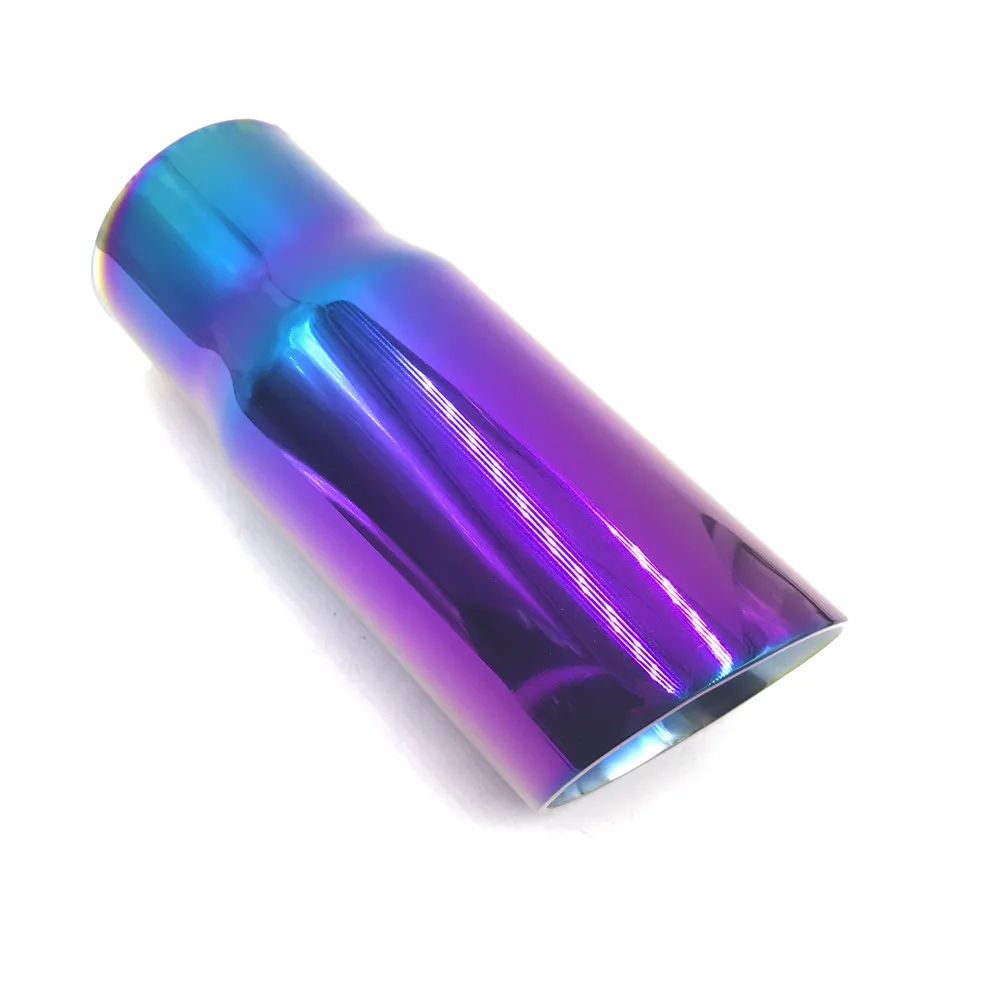 1 Pcs 2.5'' Inlet 3'' Outlet Universal Exhaust Muffler Tip 304 Stainless Steel Pipe Colorful Tailpipe |