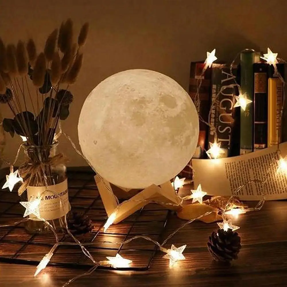 

15cm 3D Printing Moon Light Customized Personality Lunar USB Charging Night Lamp Touch Control Two Color Change Bedside Lamps