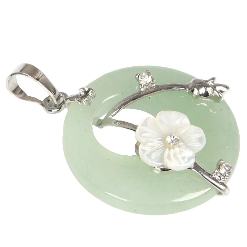 green aventurine Подвеска из натурального камня, покрытая серебром, жемчужные аметисты, кварц, бирюза, тигровый глаз, лазурит, цветок, каменные подвески - Окраска металла: green aventurine