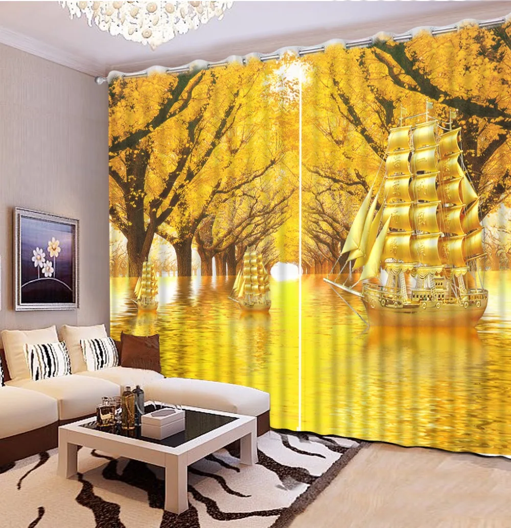 Современные шторы s для спальни роскошные 3D оконные занавески Блэкаут Парусник