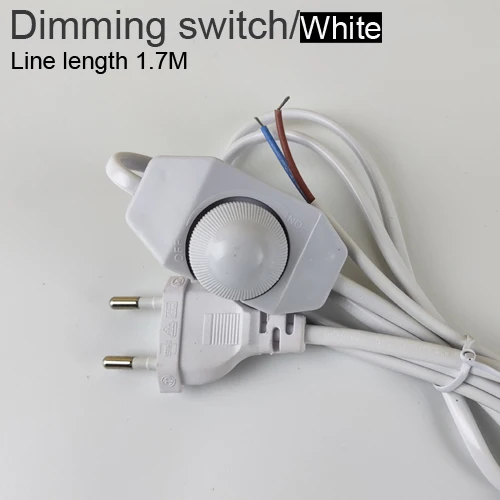 Dimmer White Штепсельная Вилка европейского стандарта с проводом переключателя 1,7 м, диммер, черный/белый кабель для настольной лампы для торшера, 110-220 В, электрический провод - Цвет: Dimmer White