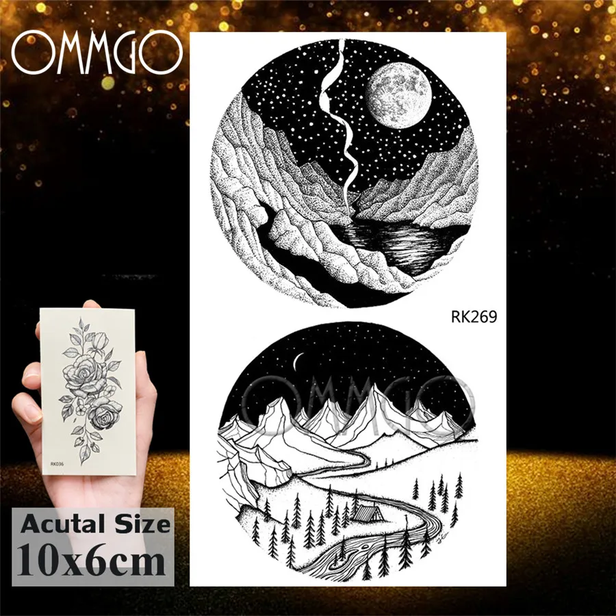 ORK269 OMMGO Hummingbird, временные татуировки для женщин, стикер, поддельные татуировки на заказ, татуировки для боди-арта, на руку, на запястье, минималистичные, черные, водонепроницаемые - Цвет: ORK269