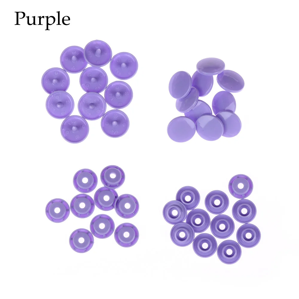 purple Высокое качество 10 комплектов круглые полимерные кнопки пластиковые защелки аксессуары для одежды пресс крепеж попперы шпильки Размер T5 шапки - Цвет: purple