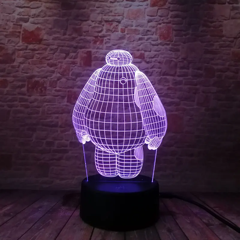 Светящийся робот Baymax модель 3D светодиодный ночной люминесцентный цветной