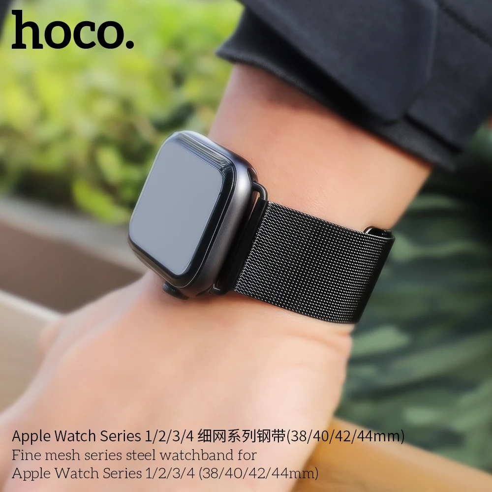 HOCO Milanese Loop для Apple Watch 5 4 3 2 1 Band 44 мм 40 мм 38 мм iWatch Series 5 4 Ремешок из нержавеющей стали Ремень Женщины Мужчины Браслет
