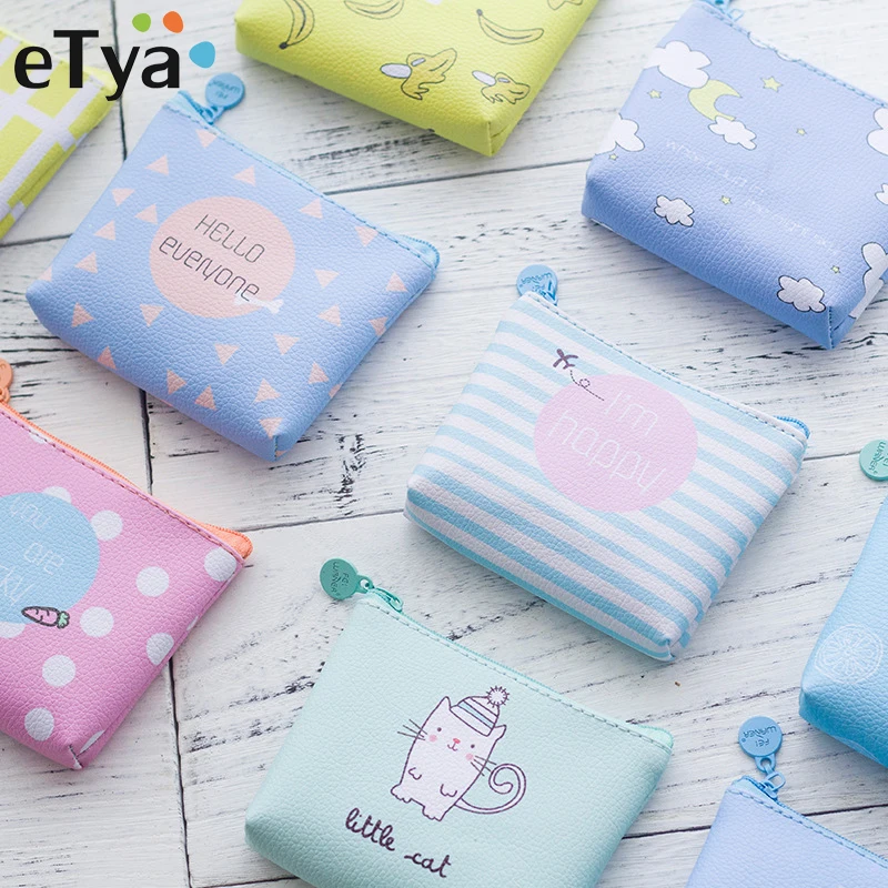 ETya/милый женский кошелек с рисунком из мультфильма, детское портмоне, маленький, свежий Кот, фрукты, гарнитура, женские кошельки на молнии, сумка для карт, детский мешочек