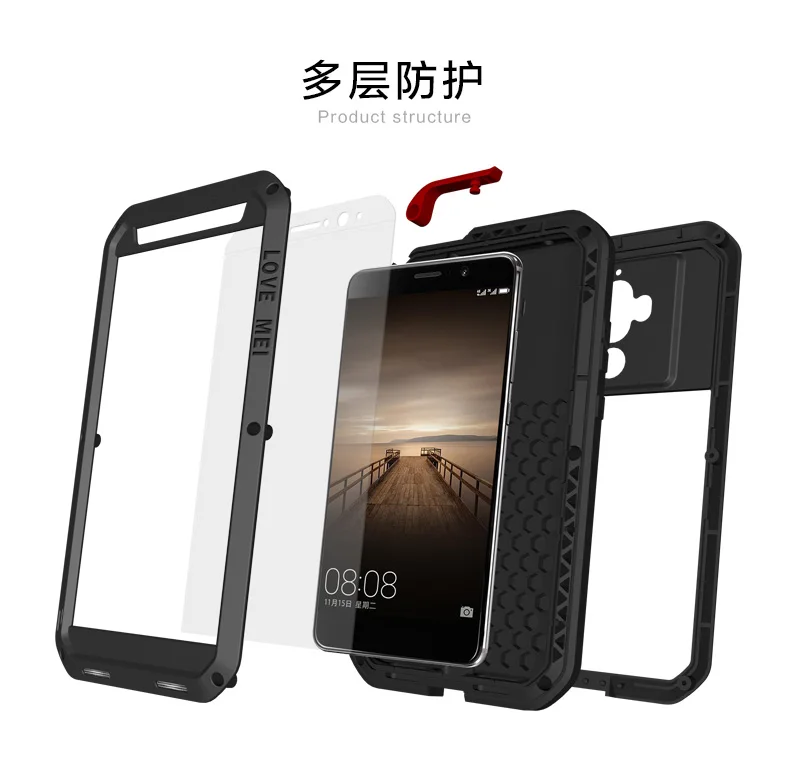 For Huawei Mate 9/Mate 9 Pro Case LOVE MEI Shock Dirt Proof Water Resistant Metal Armor Cover Phone for |