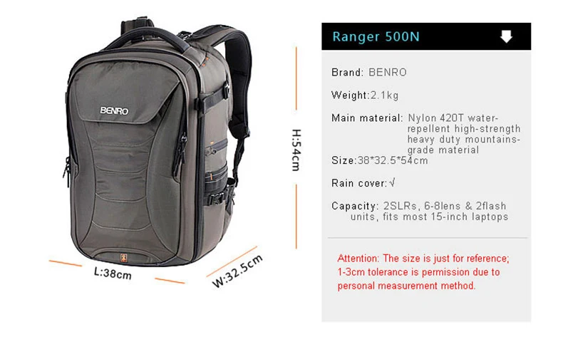 Benro Ranger 400N 500N 600N рюкзак сумка для камеры нейлоновая Водонепроницаемая Сумка для DSLR камеры чехол для Canon Nikon камера