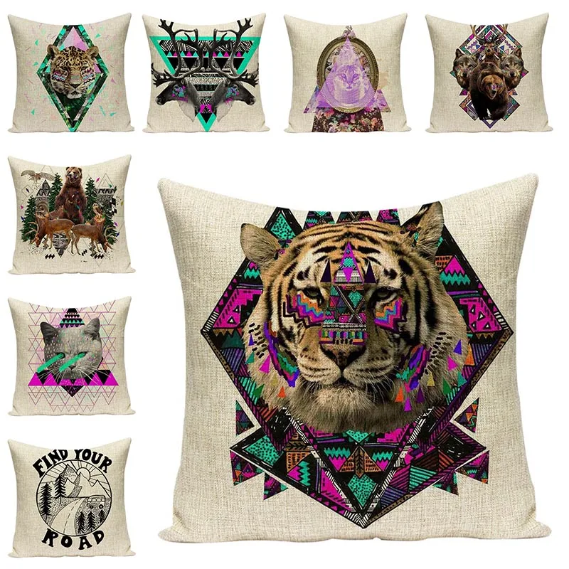 Наволочка для подушки с геометрическим и животным принтом наволочка из хлопка