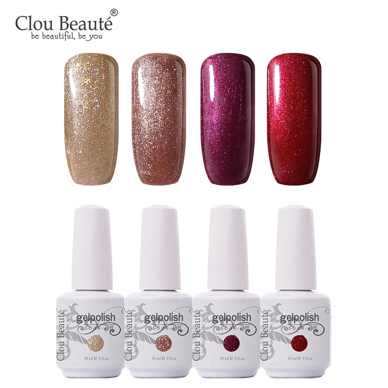 Clou Beaute Гель-лак 18 цветов набор гель-лаков для ногтей телесный серия УФ-гель для ногтей Базовое покрытие не протирать Топ Гель-лак для ногтей - Цвет: 4pcs-15ml-ZH05