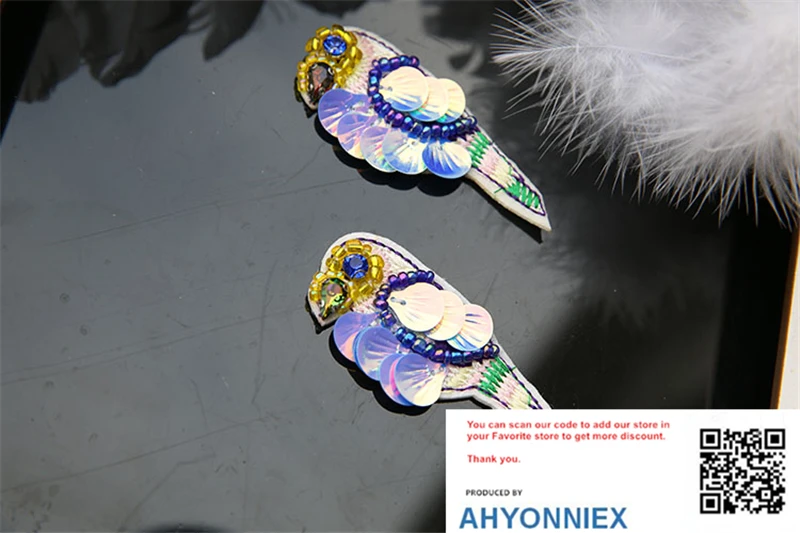 AHYONNIEX 1 шт. бусины ручной работы алмазные дятел и цветы патчи пришить на кружевной