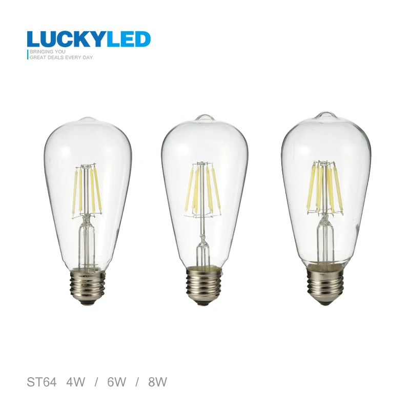 Счастливая светодиодный Винтаж Эдисон лампы E27 4 Вт 6 8 AC 220V 110V прозрачный Стекло