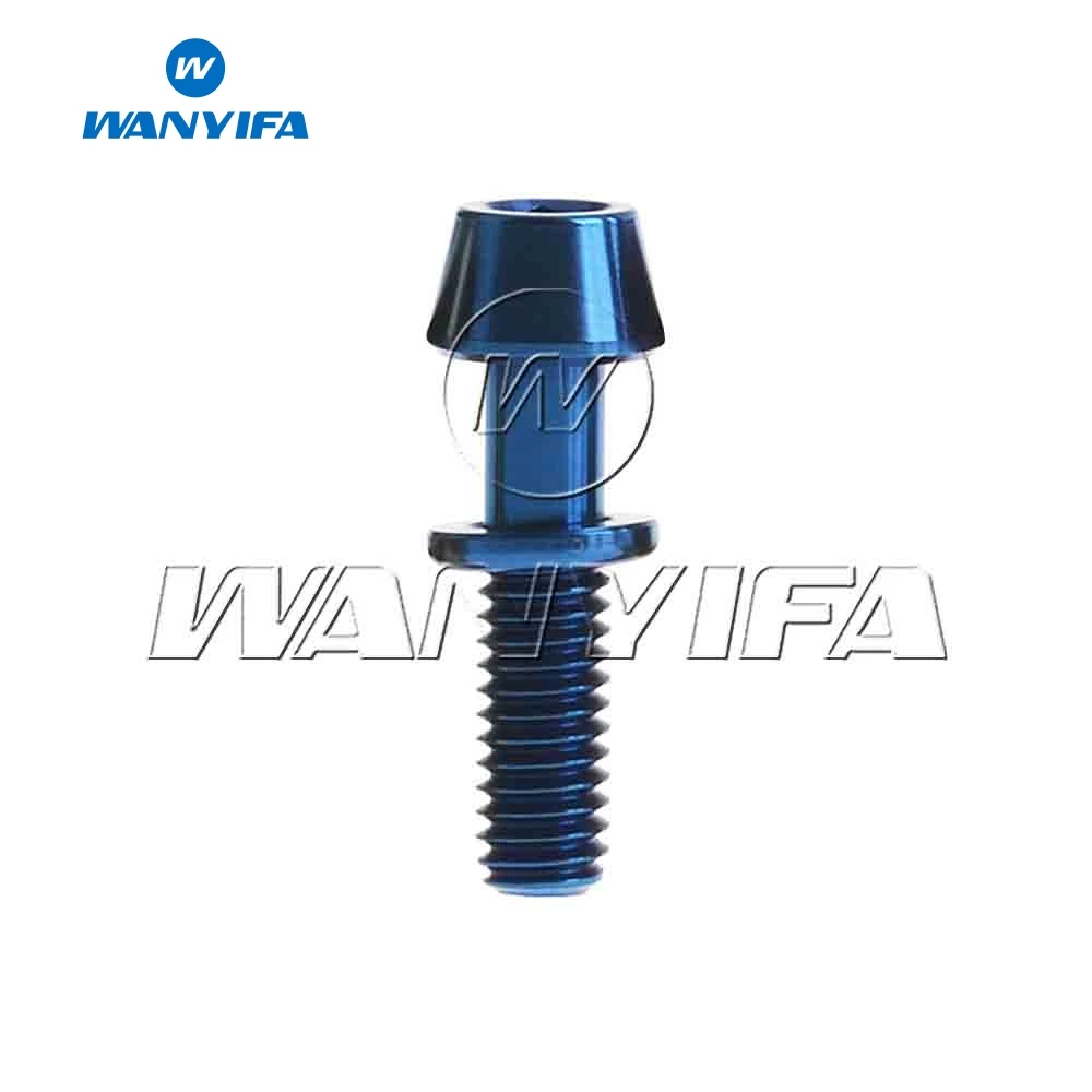 Синий Титановый "Wanyifa" Ti Болт M4x15.3mm шестигранного с коническим отверстием производства болтов винтов с шайбами для Ritchey C260 велосипедный вынос руля - Цвет: Синий