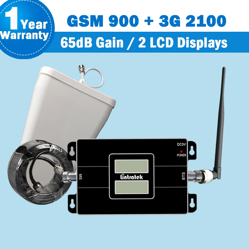 Lintratek 2 отображает г GSM 900 мГц + WCDMA UMTS 2100 3g усилитель сигнала Сотовая связь телефон