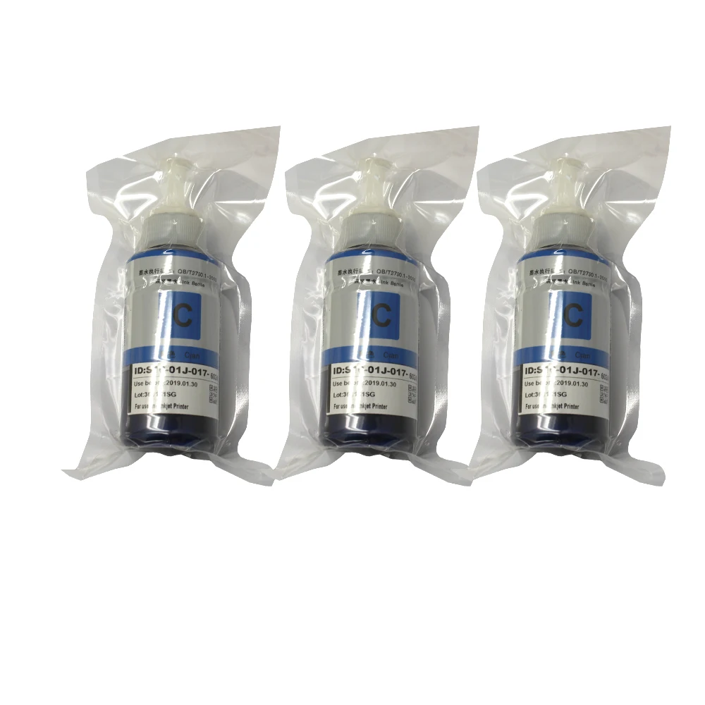 3X70ML чернильные чернила Cyan для Epson L100 L110 L120 L132 L210 L222 L300 L312 L355 L350 L362 L366 L550 L555 L566 L220 L565