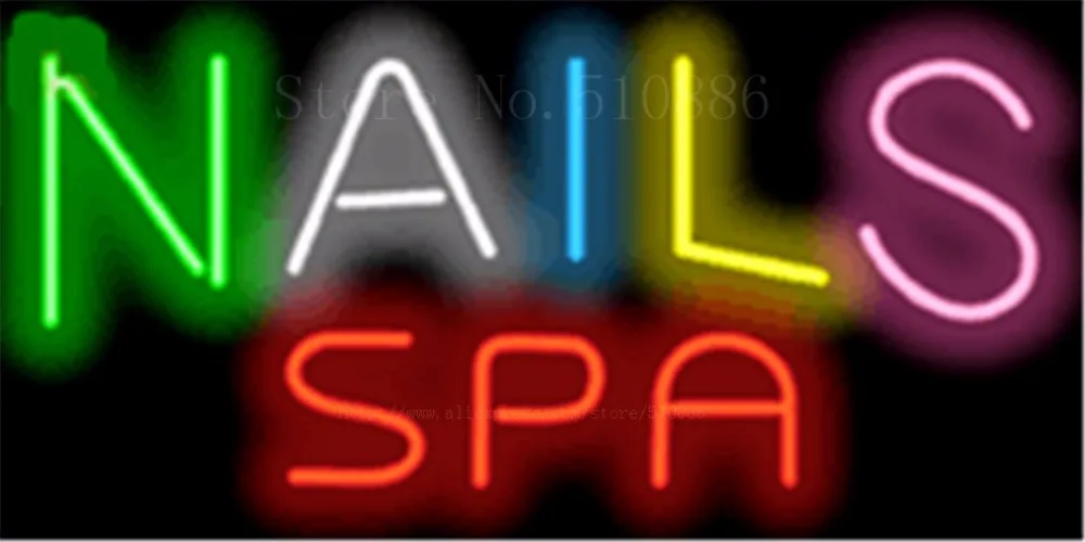 

17*14 "Nails Spa неоновая вывеска, настоящий стеклянный пивной бар, светильник для паба, вывески для магазина, упаковка для гаража, лампы для бизнес...