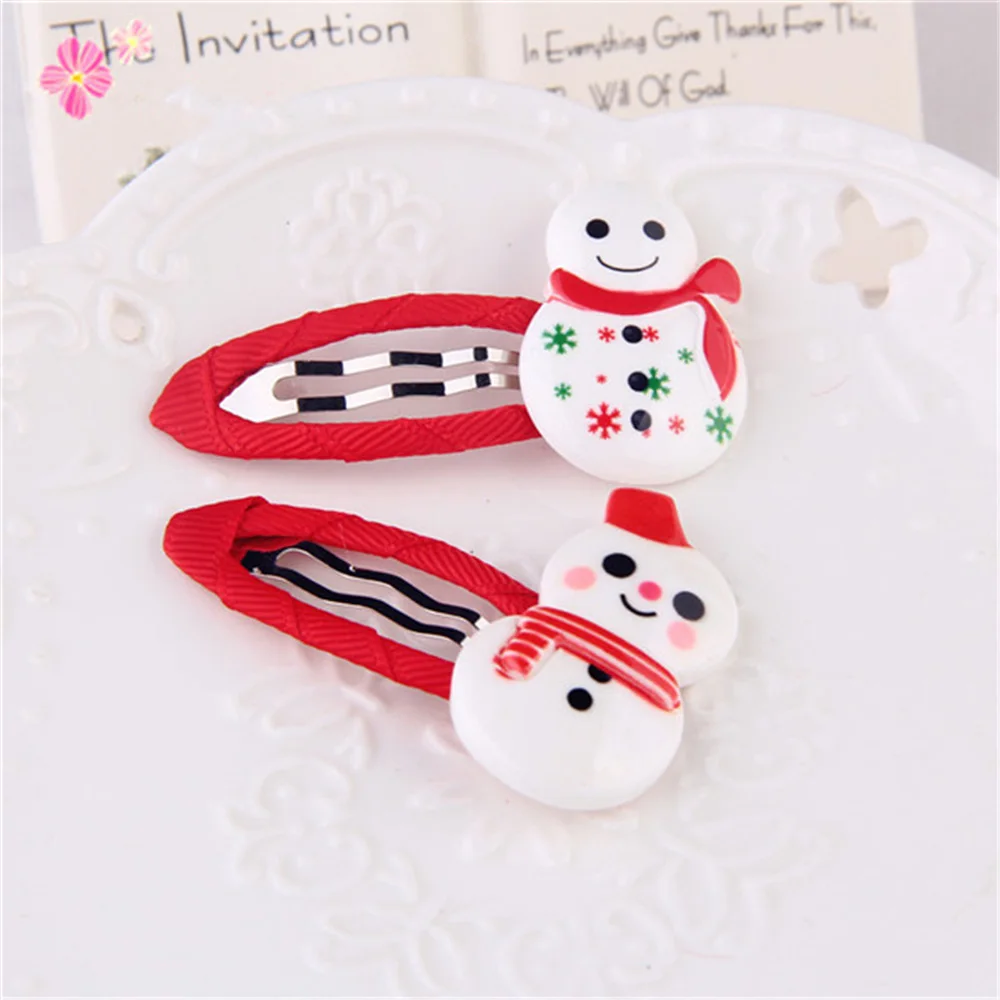 snowman Модная заколка принцессы,, Рождественская заколка для волос для девочек, Бутик волос, Рождественский бант, подарок, аксессуары для волос, заколка, заколка, 4 шт., шпилька - Цвет: snowman