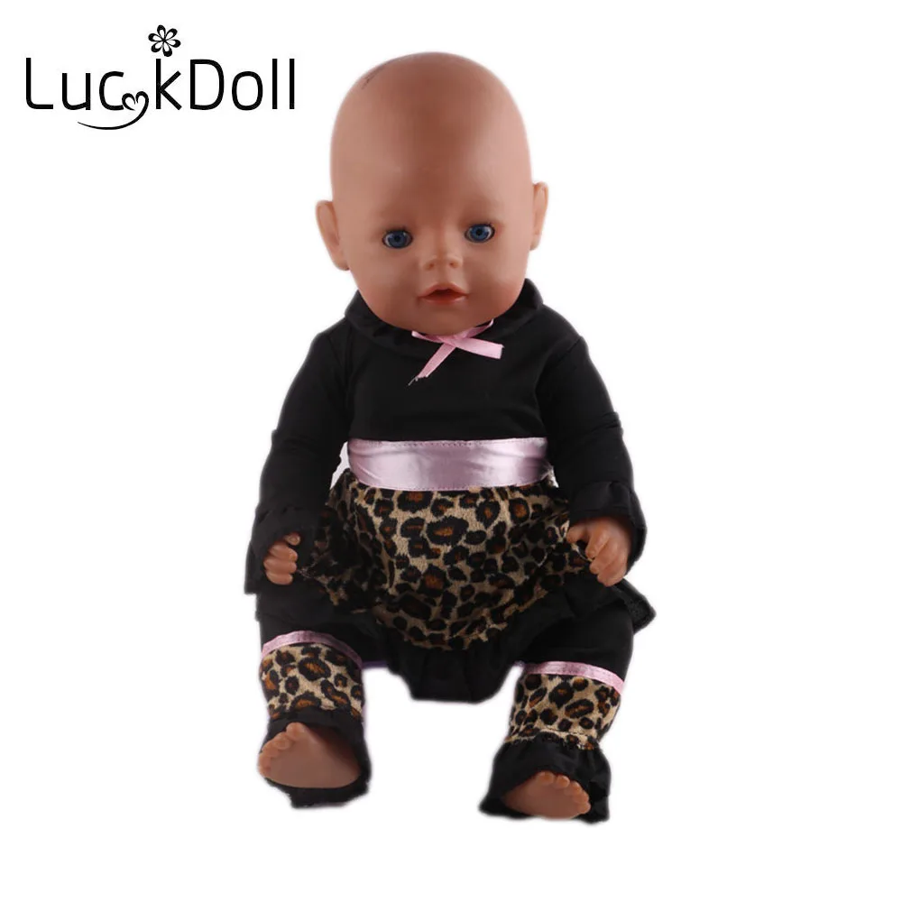 Одежда LUCKDOLL с леопардовым отстрочкой подходит для 18-дюймовых американских кукол