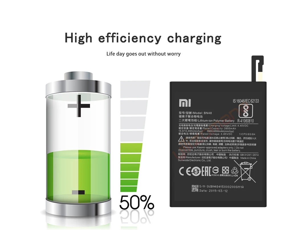 Аккумулятор для телефона Xiaomi BN48, 4000 мА/ч, высокая емкость, высококачественный Сменный аккумулятор для Xiaomi Redmi Note 6 Pro, розничная посылка