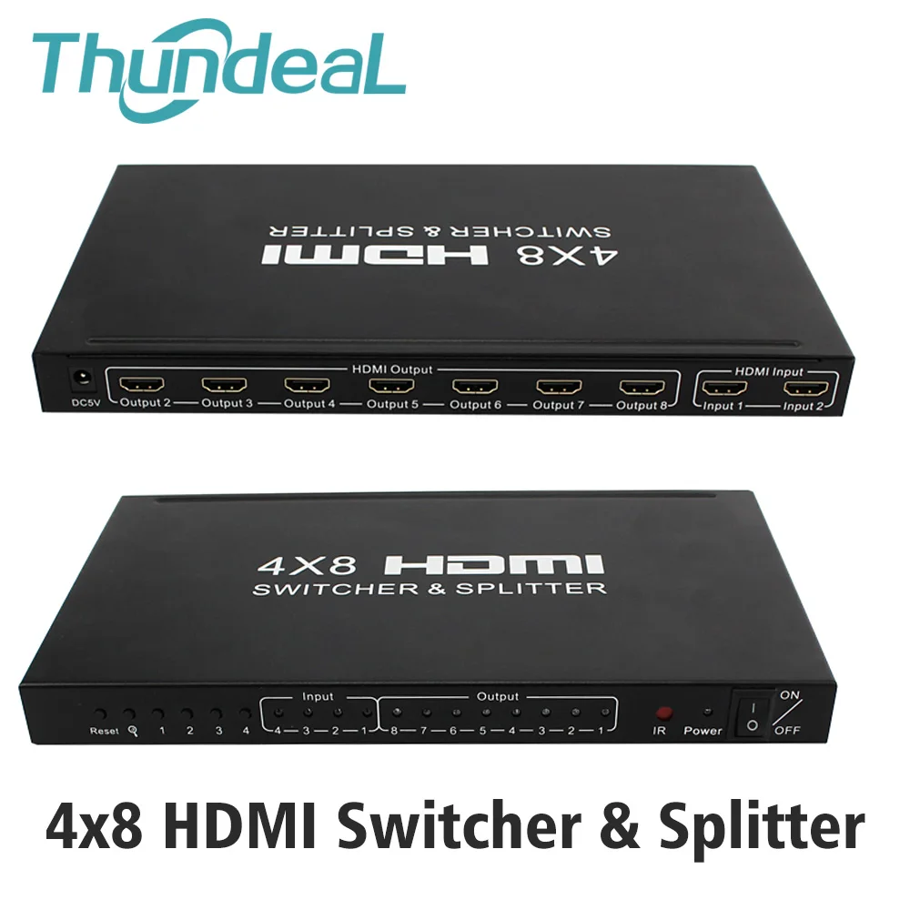 

HDMI Matrix 4x8 HD 4K 2K HDMI Switch Splitter 3D 1080P 4 Input 8 Output HDCP HDMI Switcher Splitter Converter Adapter + Remote