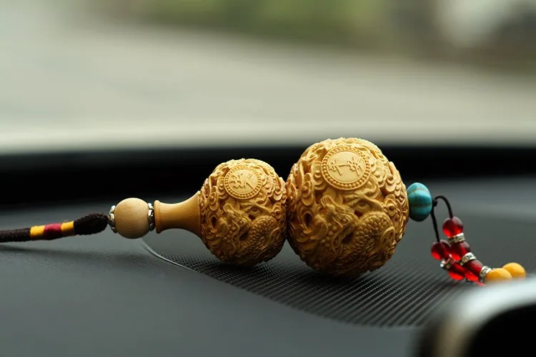 Delicate Lovely Chinese Traditional Handicrafts Lucky Boxwood Gourd Carved with Beautiful Dragon Design | Дом и сад