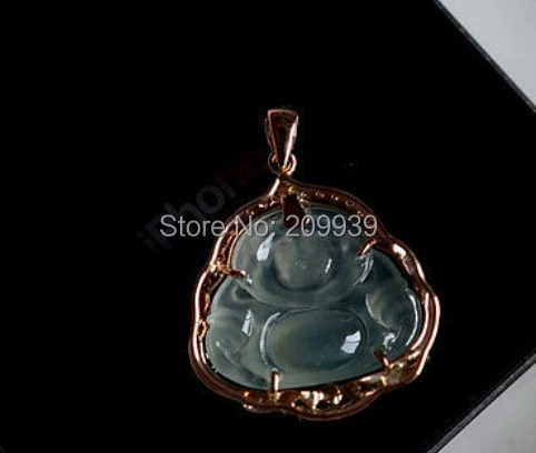 Huij 002750 природные великолепный тип жадеит нефрита Ice будда кулон 18 К|buddha canvas|pendant