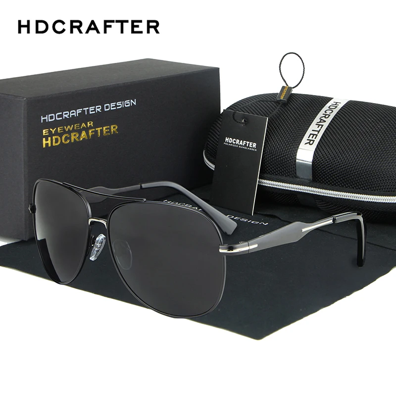 Мужские зеркальные солнцезащитные очки HDCRAFTER крутые поляризационные большие для