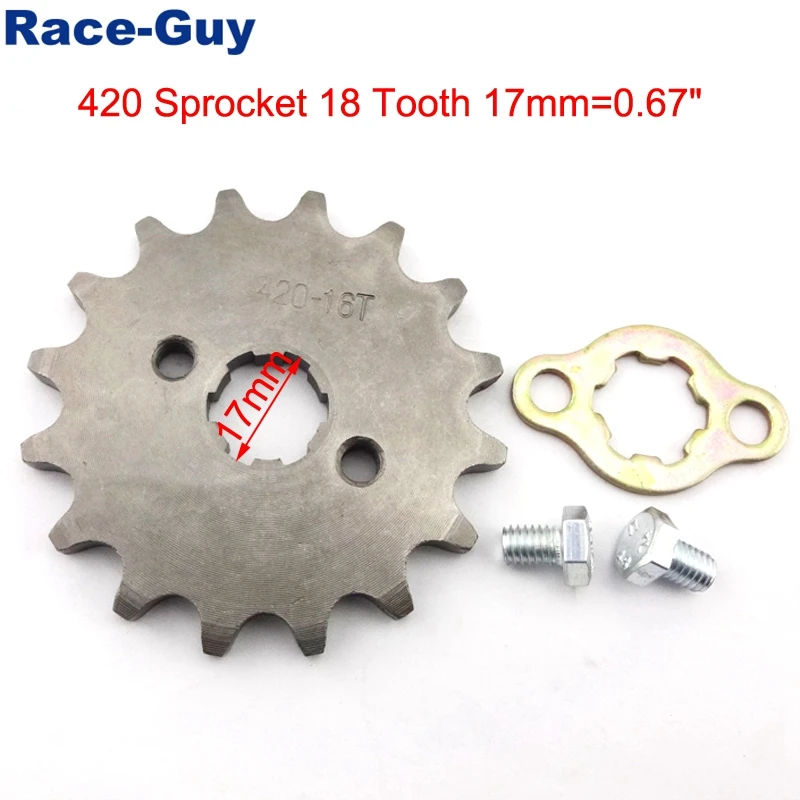 420 16 Tooth 17mm Front Chain Sprocket Gear For 50cc 70cc 90cc 110cc 125cc 140cc 150cc 160cc Engine ATV Quad Pit Dirt Trail Bike |