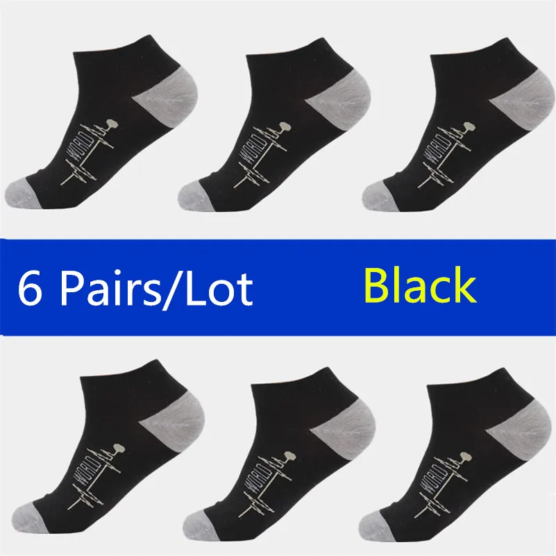 WZ006-Black-6pairs 6 пара/лот, низкая цена, мужские носки, классический бизнес бренд, Calcetines Hombre, носки для мужчин, высокое качество, дышащие хлопковые Повседневные носки - Цвет: WZ006-Black-6pairs