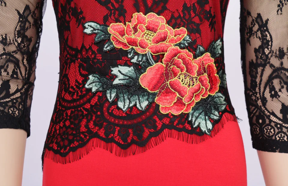 Femage Womens embroidery Elegant Vintage Hollow Out Lace Embroidered Pencil Bodycon Party Dress Summer Plus Size Clothing | Женская