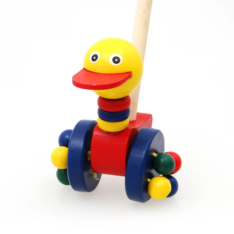 duck Детские игрушки пуш-ап/Pull Детские прогулочные деревянные игрушки горизонтальный ползунковый рано утром развития одномест игрушка в подарок - Цвет: duck
