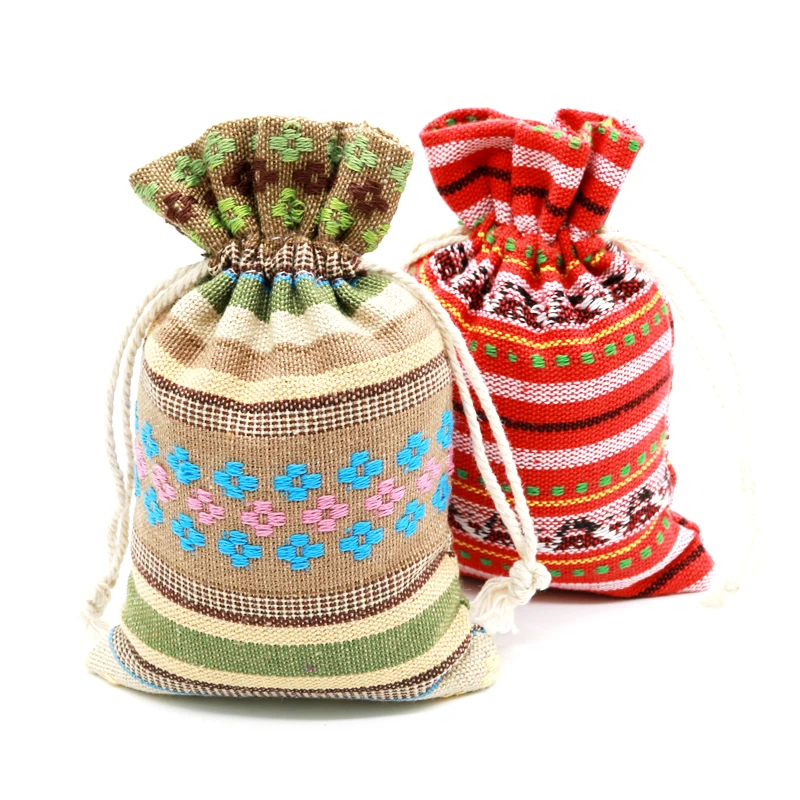 5pcs/lot Striped Design Cotton Bags 10x14 13x18cm Small Drawstring Gift Bag Muslin Pouch Jewelry Boutique Gifts Packaging | Украшения и