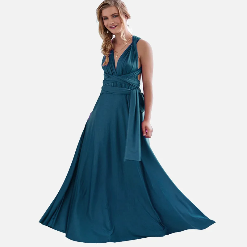 Teal Green QIUXUAN/27 цветов, летнее, сексуальное, макси, вечерние платья, многоканальное, свободное, Бандажное, длинное платье, без рукавов, платье-трансформер, бесконечность - Цвет: Teal Green