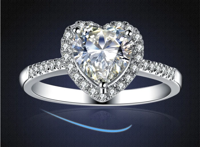 90% Off ! YINHED Romantic Heart CZ Diamant Engagement Ring 925 Sterling Silver Wedding Rings for Women Gift Promise ZR229 |