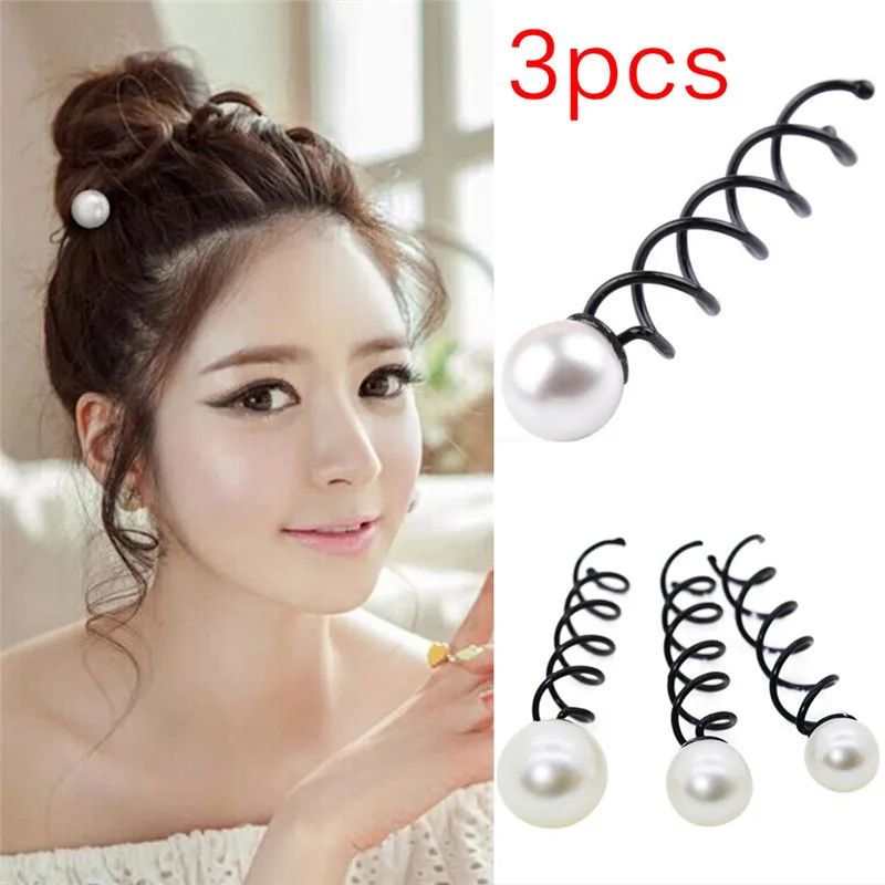 

3PCS/Set Imitation Pearl Screw Bobby Hair Pins Spiral Spin Hair Clips Women Girls Twist Barrette Hair Accessories