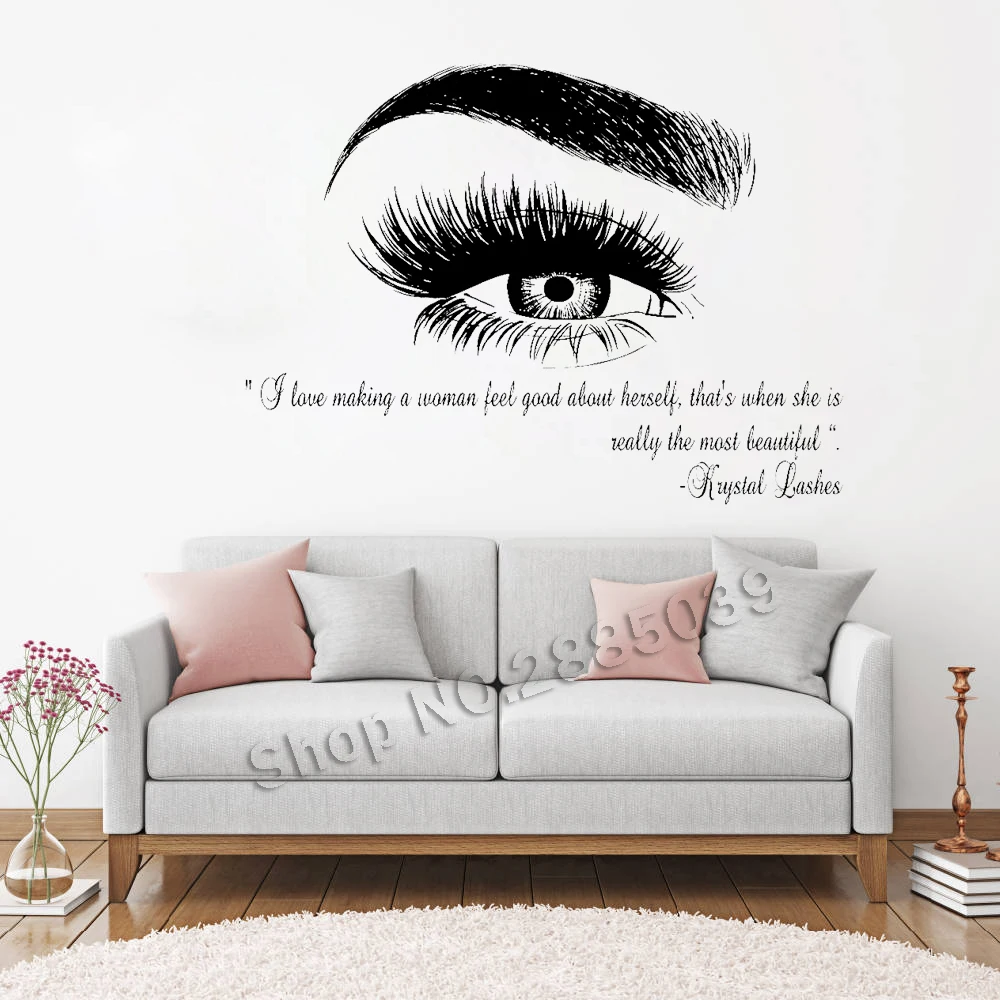 

Beauty Salon Quote Wall Decal Stickers Eye Eyelashes Lashes Eyebrow Brows Vinyl Decals Livingroom Art Decor Sticker Muraux LC357