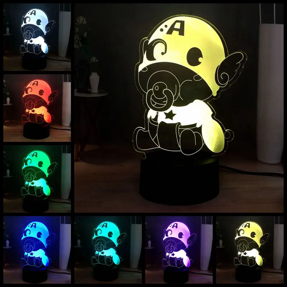 Фильм Marvel мультфильм милый ребенок издание Капитан Америка 3D 7 цветов USB База LED