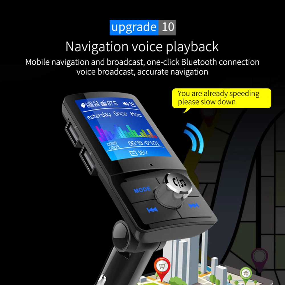 Цветной ЖК-экран fm-передатчик Bluetooth автомобильный комплект быстрая зарядка двойной USB MP3-плеер Aux модулятор в режиме реального времени аудио авто аксессуары