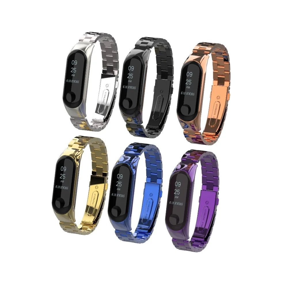 FIFATA Безвинтовой браслет из нержавеющей стали для Xiaomi Miband 3 металлический ремешок
