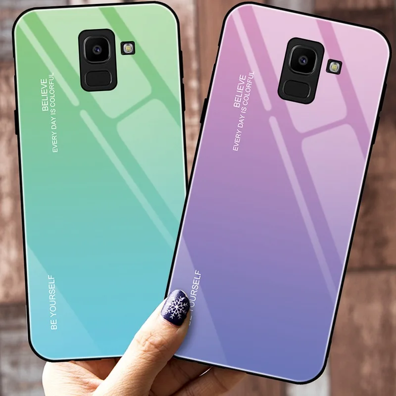 Чехол из закаленного стекла для Samsung Galaxy S8 S9 S10 Plus S10e A5 2017 A7 A6 A8 J6 J8 2018 Note 8 9 Aurora