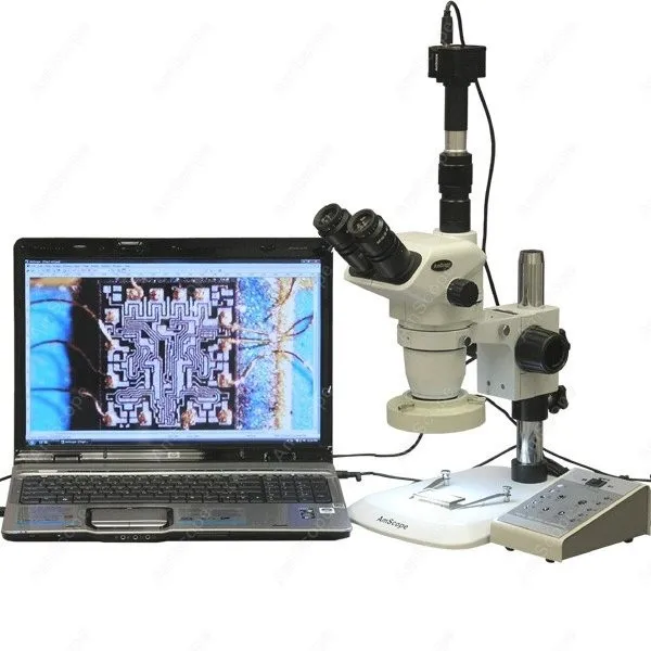 Stereo Zoom Microscope--AmScope Supplies 6.7X-112X Microscope w/ 80-LED Light + 5MP Digital Camera | Инструменты
