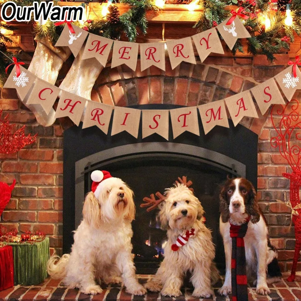 Burlap Banner OurWarm 252 см винтажные рождественские украшения для дома гирлянда