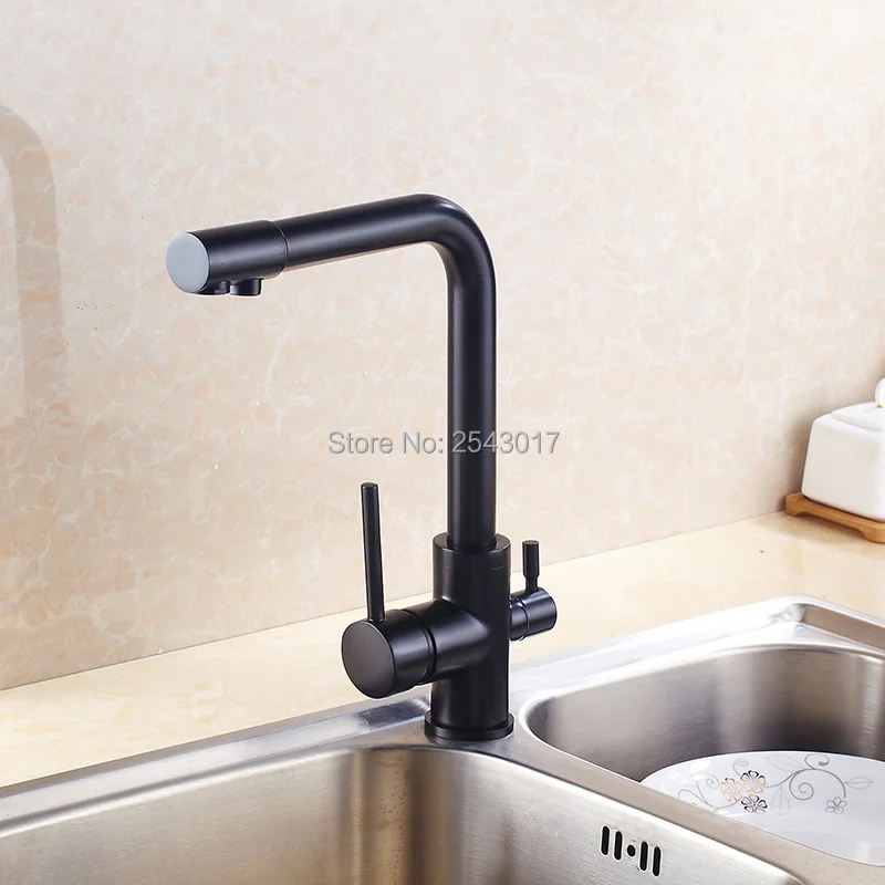 Оптом черный кухонный Гибкий Смеситель для питьевой воды кран поворотный на 360