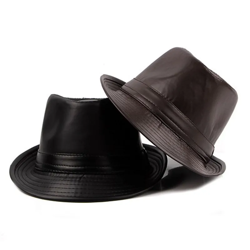 Мужская кепка из ПУ кожи простая стильная ретро-шляпа в стиле джаз для улицы