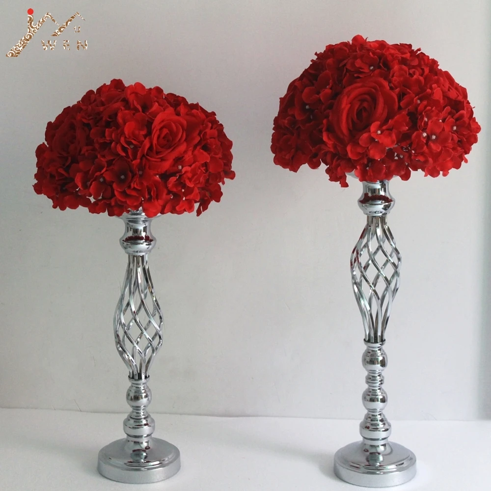 imuwen gold silver flowers vases candle holders road lead table centerpiece metal stand candlestick for wedding party decor free global shipping