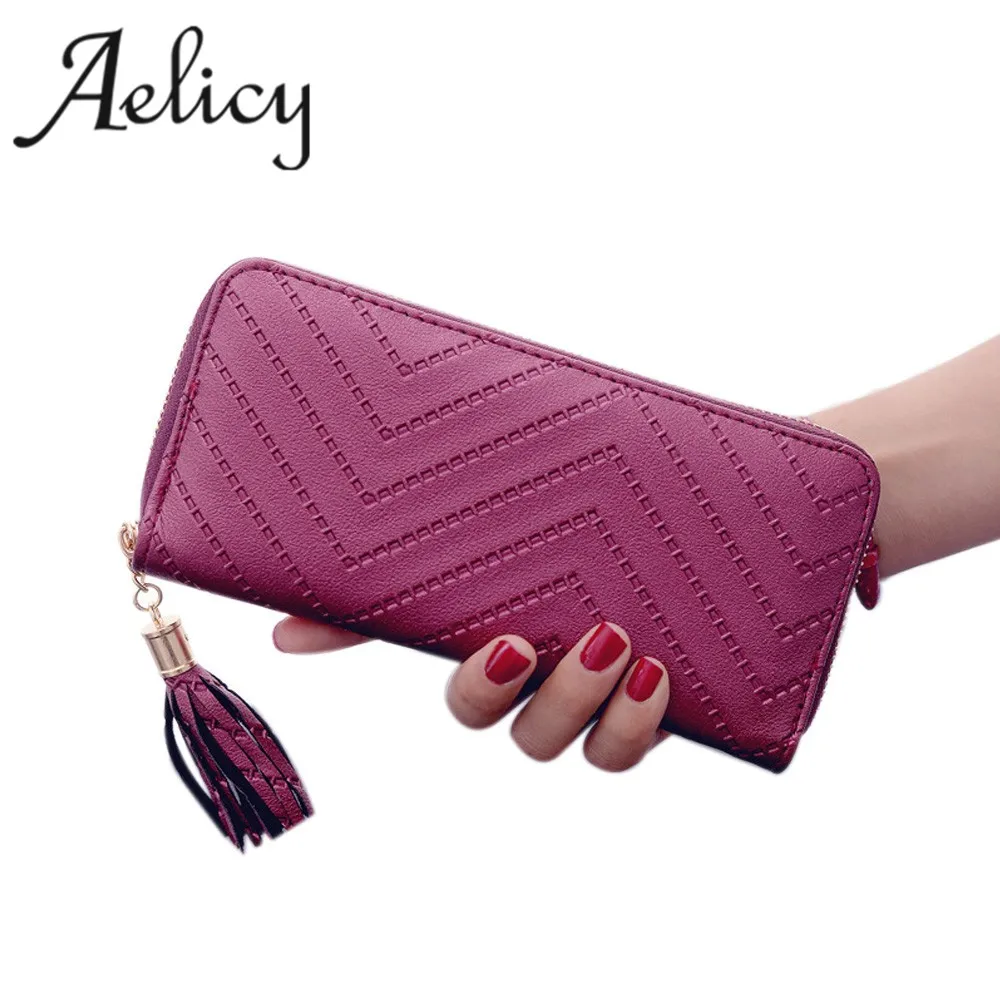Aelicy 2020 Сумочка с кисточками кошелек Однотонный женский Portefeuille Femme и кошельки